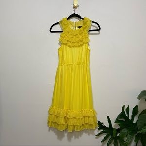 Traffic People Yellow Ruffled Sleeveless Fit and Flare Dress